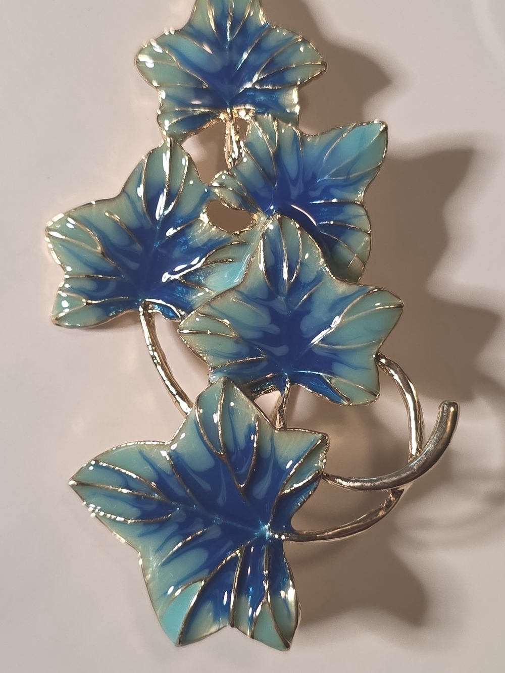 Blue Enamel Leaf Floral Brooch - Women Jewelry